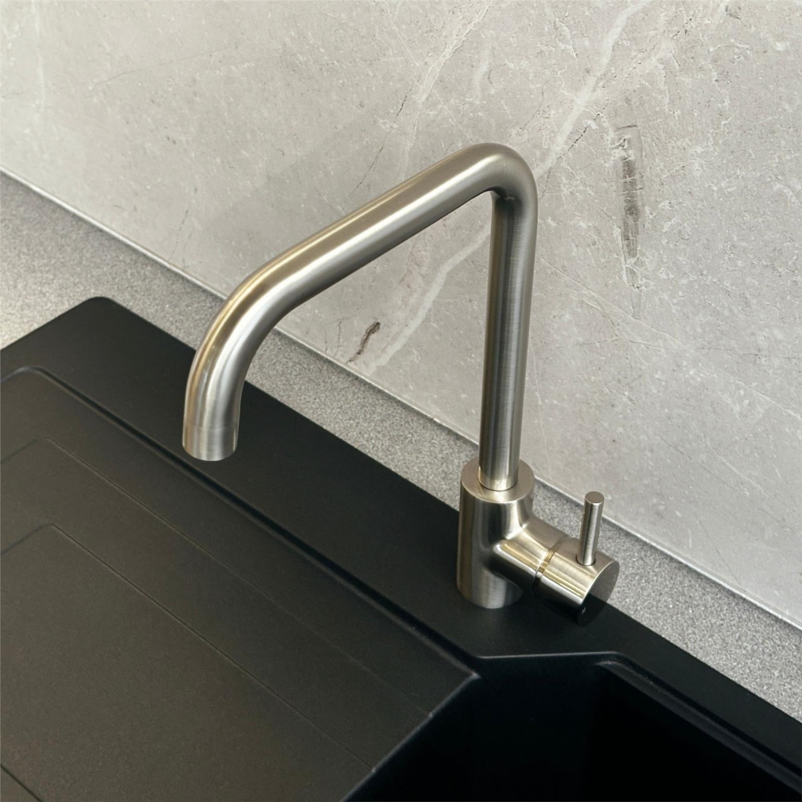 Liquida W10BN D-Shape Monobloc Single Lever Brushed Nickel Kitchen Mixer Tap